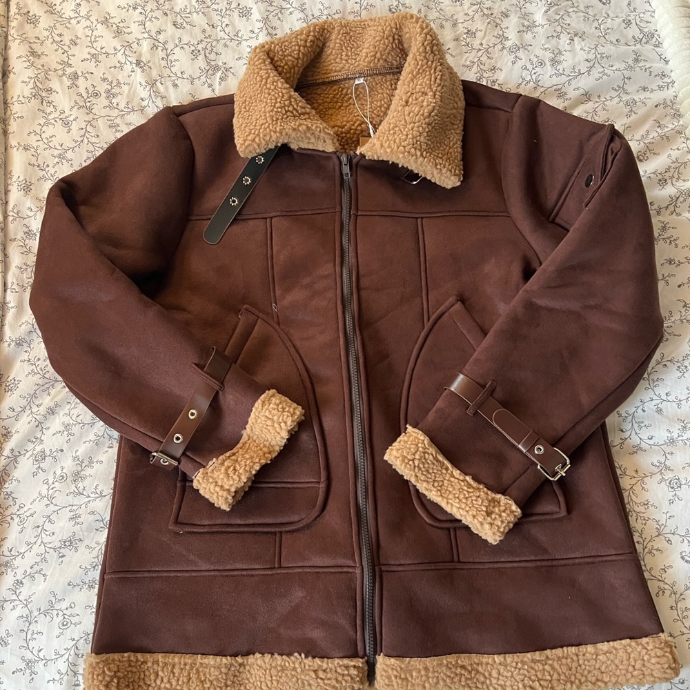 Brown Teddy Jacket with Cream Accents